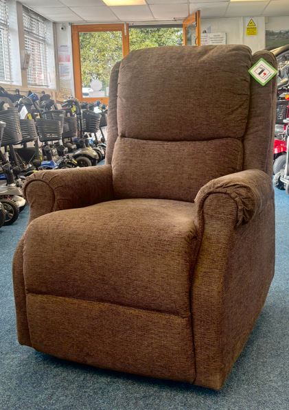 Brown high back riser recliner chair